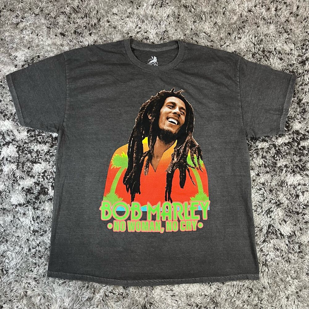 Bob Marley No Woman No Cry T-Shirt Men's Size Large Gray Short Sleeve